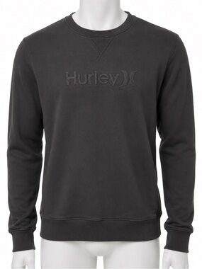 Hurley Men’s Black Embroidered Logo Crewneck Sweatshirt.